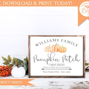 Personalized Family Pumpkin Patch Wall Art - Instant Download
