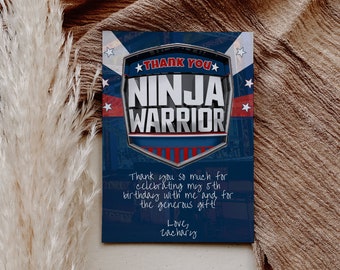 American Ninja Warrior Inspired personalized Thank You Card- Instant Download