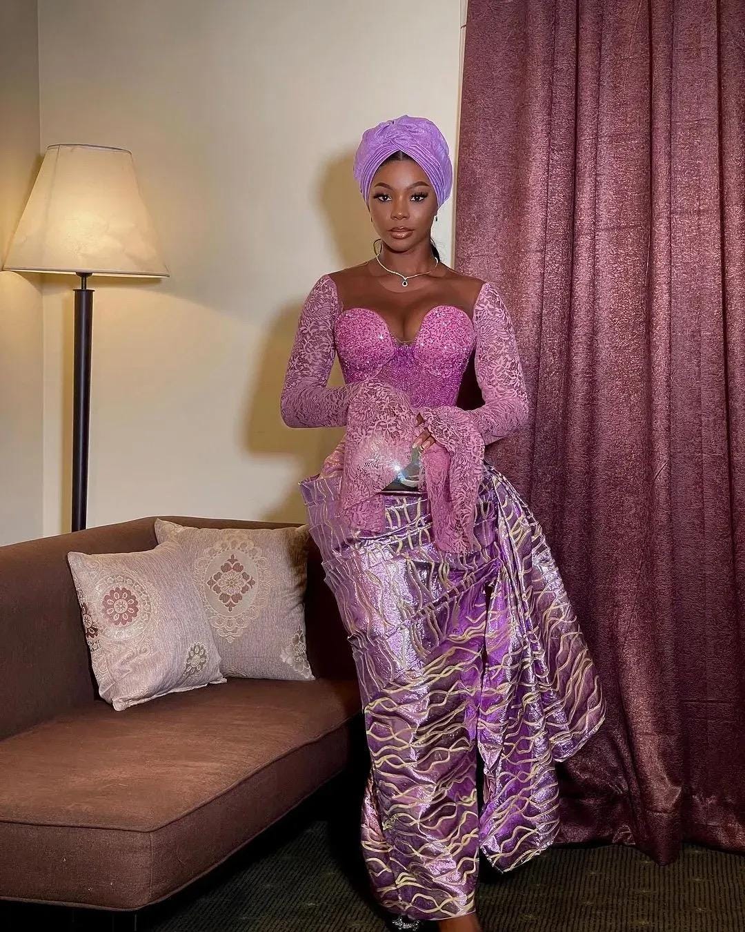 African Lace Aso Ebi Gown: Nigerian Wedding Guest Dress Israel
