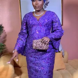 Aso Styles, Wedding Guest, lace style, Owanbe dress, Dress for ladies & women, Nigerian trendy gown