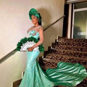 Wedding Guest, lace style, Owanbe dress, Dress for ladies & women, Nigerian trendy gown/ luxurious wedding dress