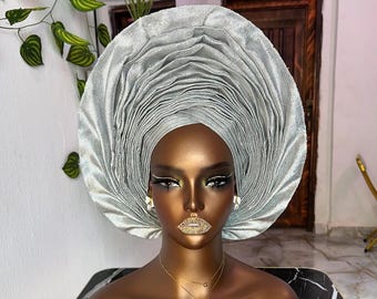 African Autogele, Ready-to-wear Headband, Aso oke autogele, Headband for wedding guests, African Headband ,butterfly auto gele, Aso oke Gele