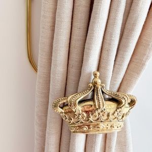 Crown brass curtain hook, wall hook, tie-back hook，Lost-wax casting，luxury home decor