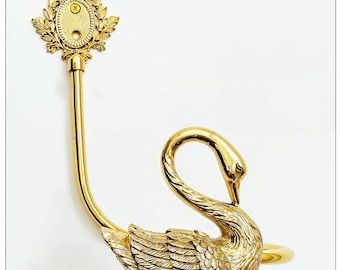 Swan Raffhalter aus Messing, handgefertigter Metallvorhanghalter, Vorhangzubehör, Geschenk für ein neues Zuhause