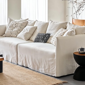 Apricot cotton and linen custom sofa cover, full sofa cover, home decoration, custom size.