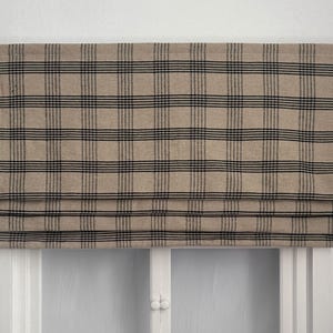 Schwarz gestreifte Leinen Faux Roman Shades, Beige Volant, benutzerdefinierte Fensterbehandlungen, Wohnkultur.