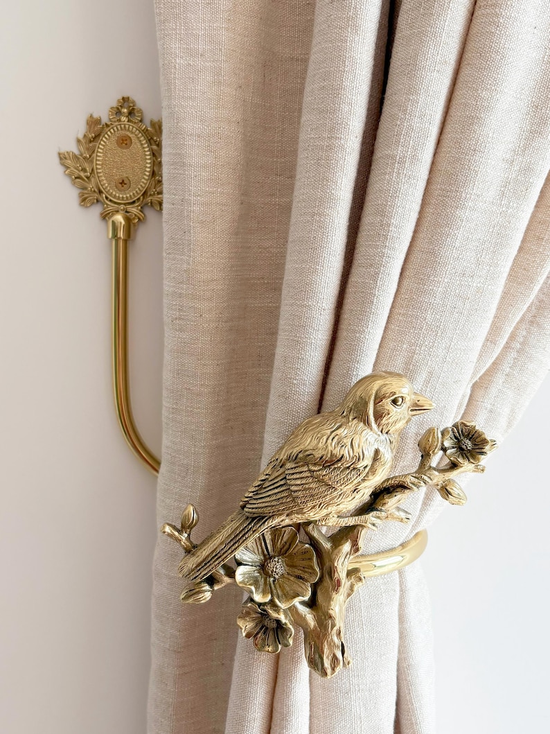 sparrow bird brass curtain hook, wall hook, tie-back hook, living room bedroom Decorative