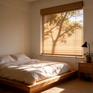 Handgemaakte bamboeschermen, optionele headers, slaapkamerraamdecoratie