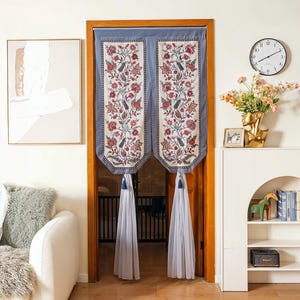 Personalized door curtains, combination door curtains, blue printed partition curtains, home decoration, bedroom door curtains, etc.