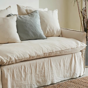 Linen sofa cover, farmhouse style, custom full set of sofa covers, multicolour available.