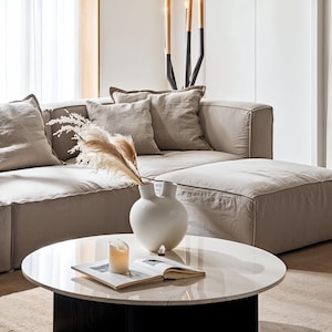 Light brown cotton and linen custom sofa cover, full sofa cover, home decoration, custom size.