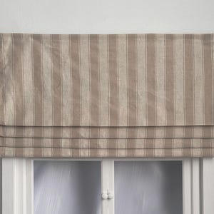 Hellbraun gestreifte Leinen Faux Roman Shades, Beige Volant, benutzerdefinierte Größe Fensterbehandlungen, handgemacht
