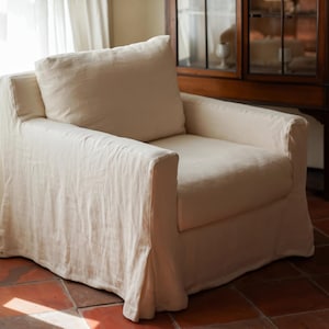 Cream cotton linen sofa cover, custom full set of sofa covers, farmhouse style, home decor .