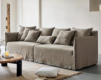 White cotton and linen sofa sets, custom sofa sets, complete sofa sets, living room decoration, multi-color.
