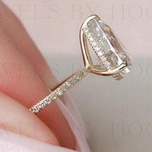 14K Gold Ring Pear Cut Hidden Halo Engagement Ring Pave Set Moissanite Ring Statement Ring Moissanite Diamond Ring Wedding Ring Gift For Her