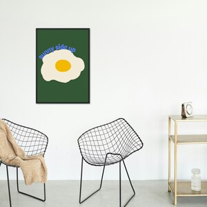 Sunny Side Up Egg Print, Kitchen Wall Art, Minimalist Food Poster, Modern Kitchen Decor, Digital Download, Breakfast Nook Art, Brunch decor