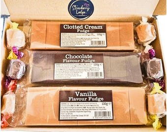 Letterbox-Friendly Handmade Devon Fudge Gift Box | Luxury Artisan Fudge Selection – Chocolate, Clotted Cream, Vanilla & More