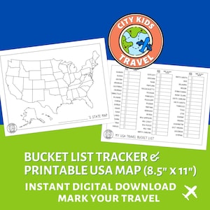 USA Map Printable for kids, United States of America Maps | Digital Instant Download | Track Your Travel With Blank Map with State Outlines