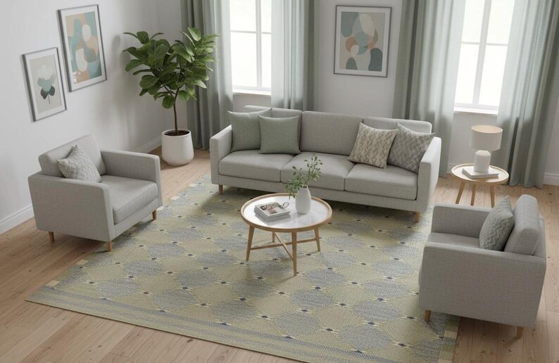 Handmade Swedish Kilim Rug: Custom Scandinavian Wool Rug image 11