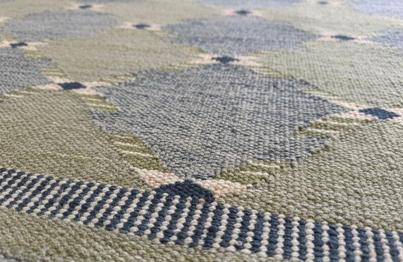 Handmade Swedish Kilim Rug: Custom Scandinavian Wool Rug image 4
