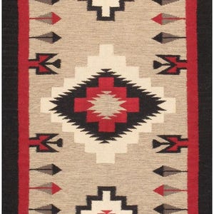 Handwoven Navajo Kilim Rug, Tribal Flat Weave Wool Rug, Red & Black Southwestern Geometric Decor, Turkish motif runner, Minimalist red decor