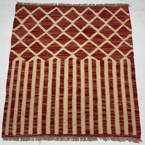 Handwoven wool rug, Custom dhurrie rug, 6x9 modern flat weave kilim rug, living room kilim rug, boho accent area rug, minimalist decor rug,