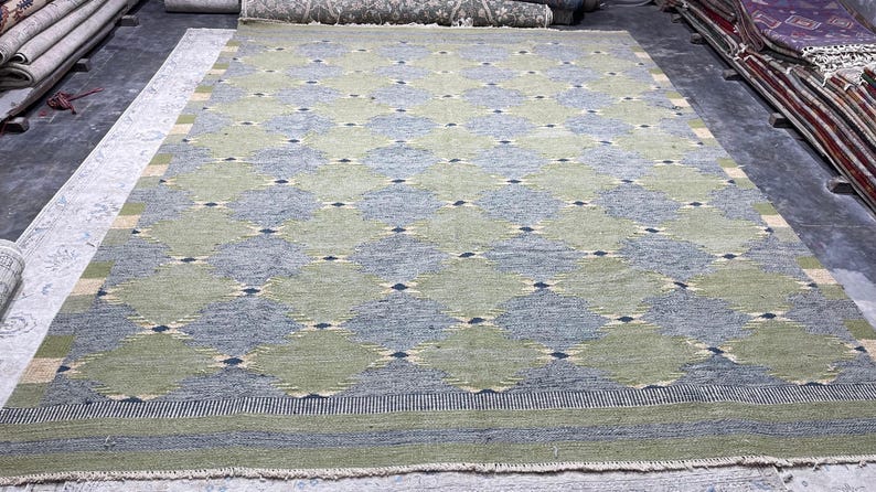 Handmade Swedish Kilim Rug: Custom Scandinavian Wool Rug image 10