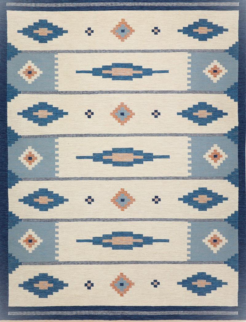 Handmade Scandinavian kilim rug, Swedish Made to order wool rug,Nordic minimalist home decor,Sustainable blue kilim rug,Boho living room rug