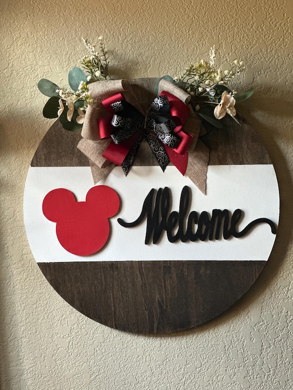 Mickey Mouse Wooden Door Wreathe