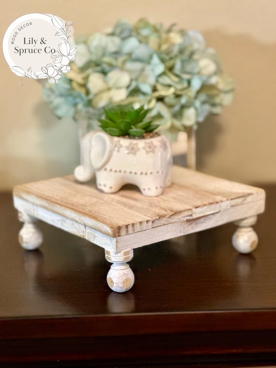 Rustic Wooden Table Riser - Farmhouse Decor Stand - Boho Barnwood Display - Handmade Rustic Riser for Kitchen, Shelf, or Home Decor