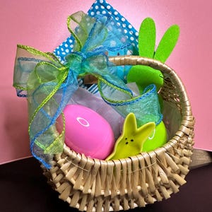 Adult Easter Basket - Kitchen Decor | Pink & Blue Heart and Polka Dot Potholders | Spring Gift