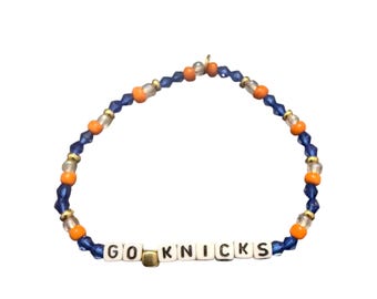 New York Knicks Beaded Bracelet, Handmade Knicks Bracelet, Go Knicks Bracelet