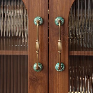 Vintage Hand Painted Ceramic knob, Cabinet Handle, Drawer Pull, Solid Brass Dresser Handle, Unique Wardrobe Cupboard Pull, Furniture Knob