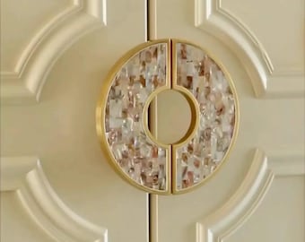 Tirador de puerta semicircular de aluminio de lujo con forma de concha marina, de doble cara, para puertas de vidrio o madera, ideal para armarios.