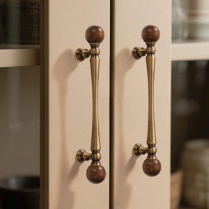 Maniglia in ottone di lusso in legno di noce vintage, pomello per mobile, maniglia per mobile, maniglia per cassetto, maniglia per cassetto, maniglia lunga per porta, maniglia per porta armadio