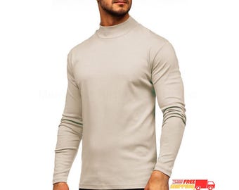 Men's Slim Fit Half Turtleneck Sweater, Long Sleeve Knit Top