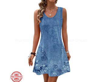 Bohemian Maxi Dress, Sleeveless Summer Outfit, Exclusive Print