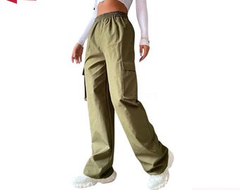 High Waisted Cargo Pants: Vintage Y2K Streetwear Trousers