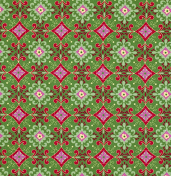 Dena Designs PWDF159 Love /& Joy Flower Dot Red Cotton Fabric By Yard