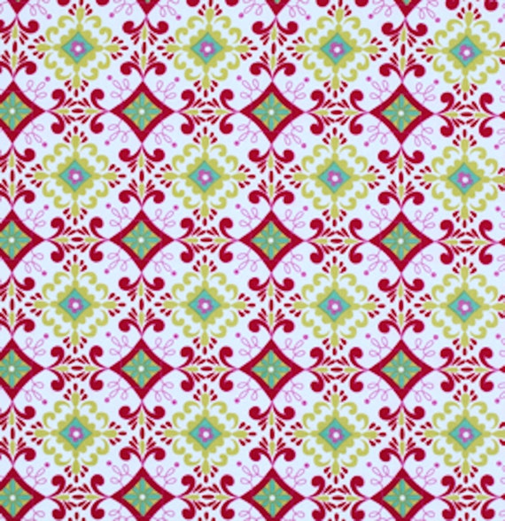 Dena Designs PWDF159 Love /& Joy Flower Dot Red Cotton Fabric By Yard