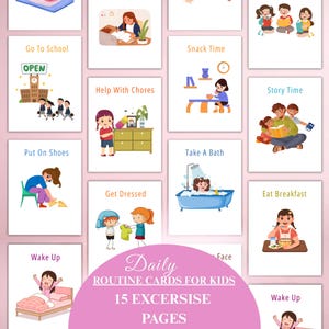 Cartes du programme quotidien des enfants, tableau des programmes pour enfants, programme du matin, programme de l'heure du coucher, programme quotidien des enfants, programme visuel, rythme quotidien