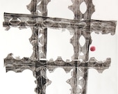 Originele hedendaagse kunst gemengde Media Monoprint: Hashtag