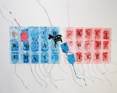 Mixed Media Contemporary Monoprint OOAK : ElectionReflectionTag