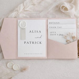 Hochzeitseinladung elegant & minimalistisch | Canva PDF Vorlage zum Ausdrucken | Pocketfold DIY Hochzeit | Sofort Download