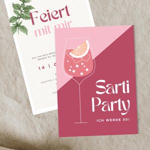 Sarti Party 30. Geburtstag Dirty Thirty Einladungskarte digitale Canva Vorlage