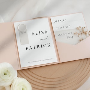 Hochzeitseinladung elegant & minimalistisch | Canva PDF Vorlage zum Ausdrucken | Pocketfold DIY Hochzeit | Sofort Download