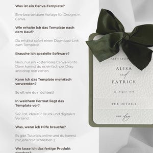 Boho floral & minimalist wedding invitation | Canva PDF template for printing | Pocketfold DIY wedding | Instant download image 7