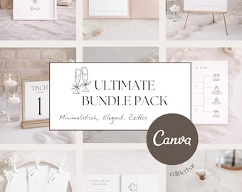 Elegant, stress-free wedding template set | with pocketfold invitation DIY Canva instant download | 14 uniform customizable templates