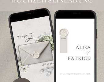 Animated digital wedding invitation | Canva website template | Minimalist & elegant | Mobile invitation | Editable