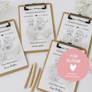 Libro da colorare personalizzato per bambini a tema matrimonio | Modello fai da te per album di partecipazioni di nozze | Libro da colorare Canva da scaricare